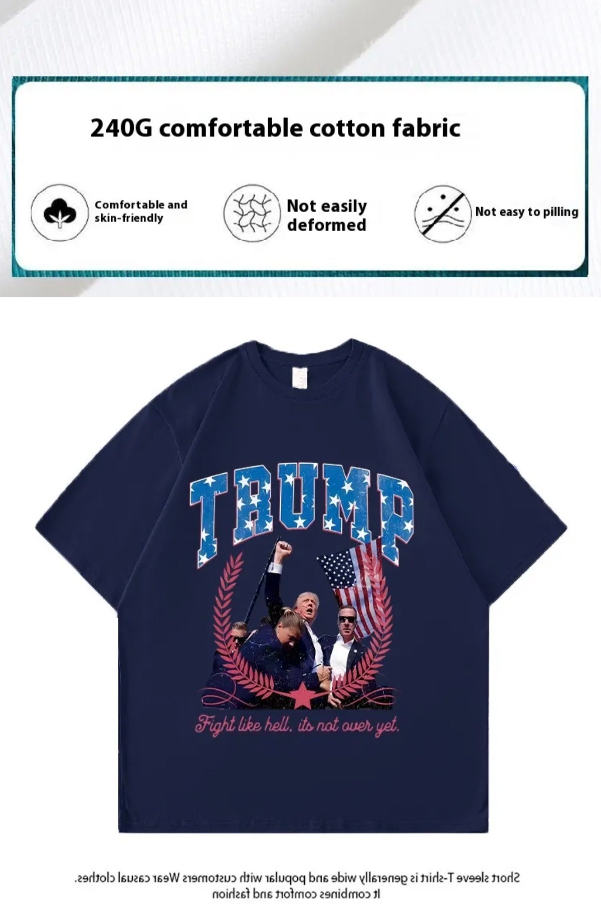 American Trump Pattern Printed Loose Couple T-shirt